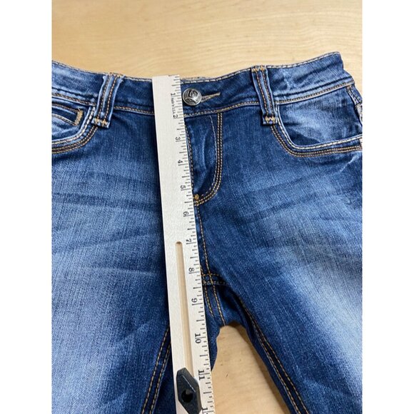 Vintage Cello Y2K Flare Jeans Size 7 Embroidered Pearl Rhinestone Pocket Bootcut - Picture 9 of 11